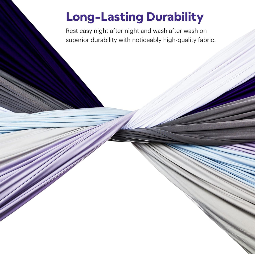 Purple SoftStretch Sheets, Twin/Twin XL, Rayon Blend, Moisture-Wicking, True White, Fits Other Mattresses, Stretch for Adaptive Support
