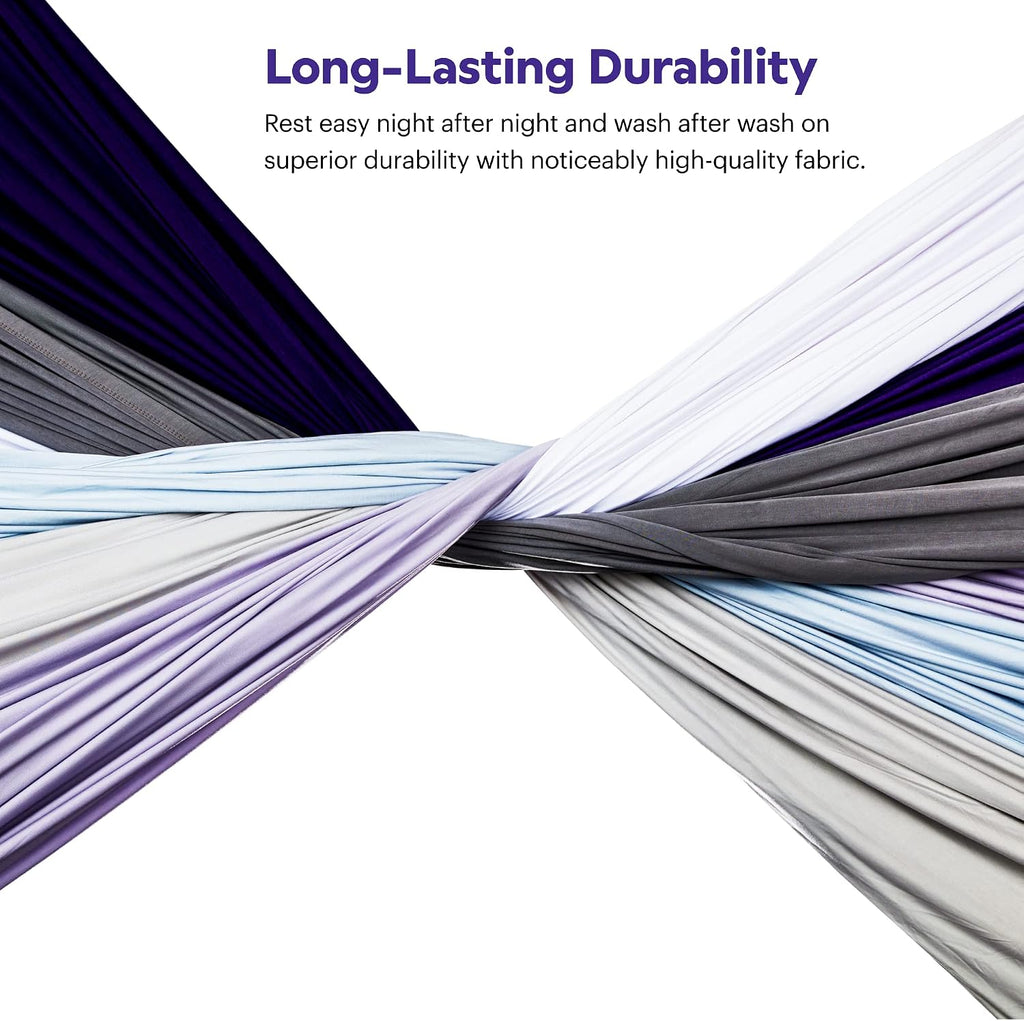 Purple SoftStretch Sheets, Full Size, Rayon Blend, Moisture-Wicking, True White, Fits Other Mattresses, Stretch for Adaptive Support