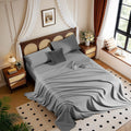 1200 Thread 100% Egyptian Cotton Sheet Sets California King Size 4 Pcs Bedding Set, Fitted Sheet Deep Pocket Up to 16' Soft Bed Sheet for All Season (California King, Gray)