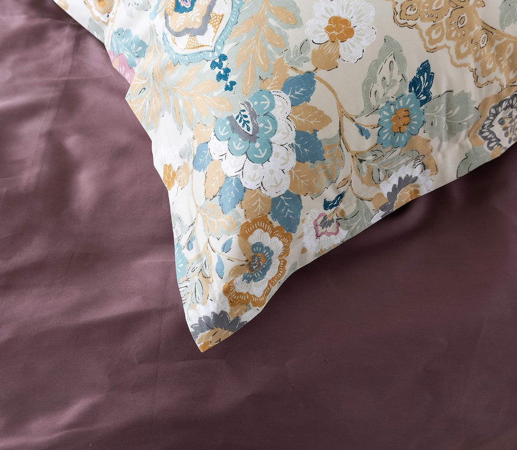 Eikei Damask Medallion Duvet Cover, Luxury Paisley Print Bedding Set, 400 Thread Count Egyptian Cotton (Majorca, King)