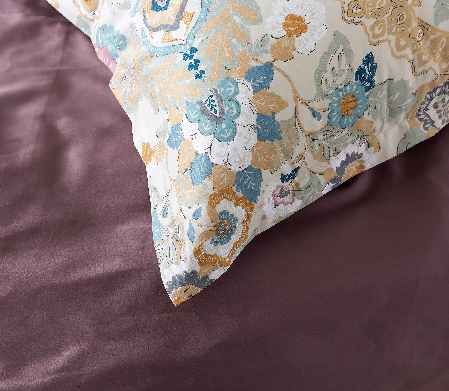 Eikei Damask Medallion Duvet Cover, Luxury Paisley Print Bedding Set, 400 Thread Count Egyptian Cotton (Majorca, King)