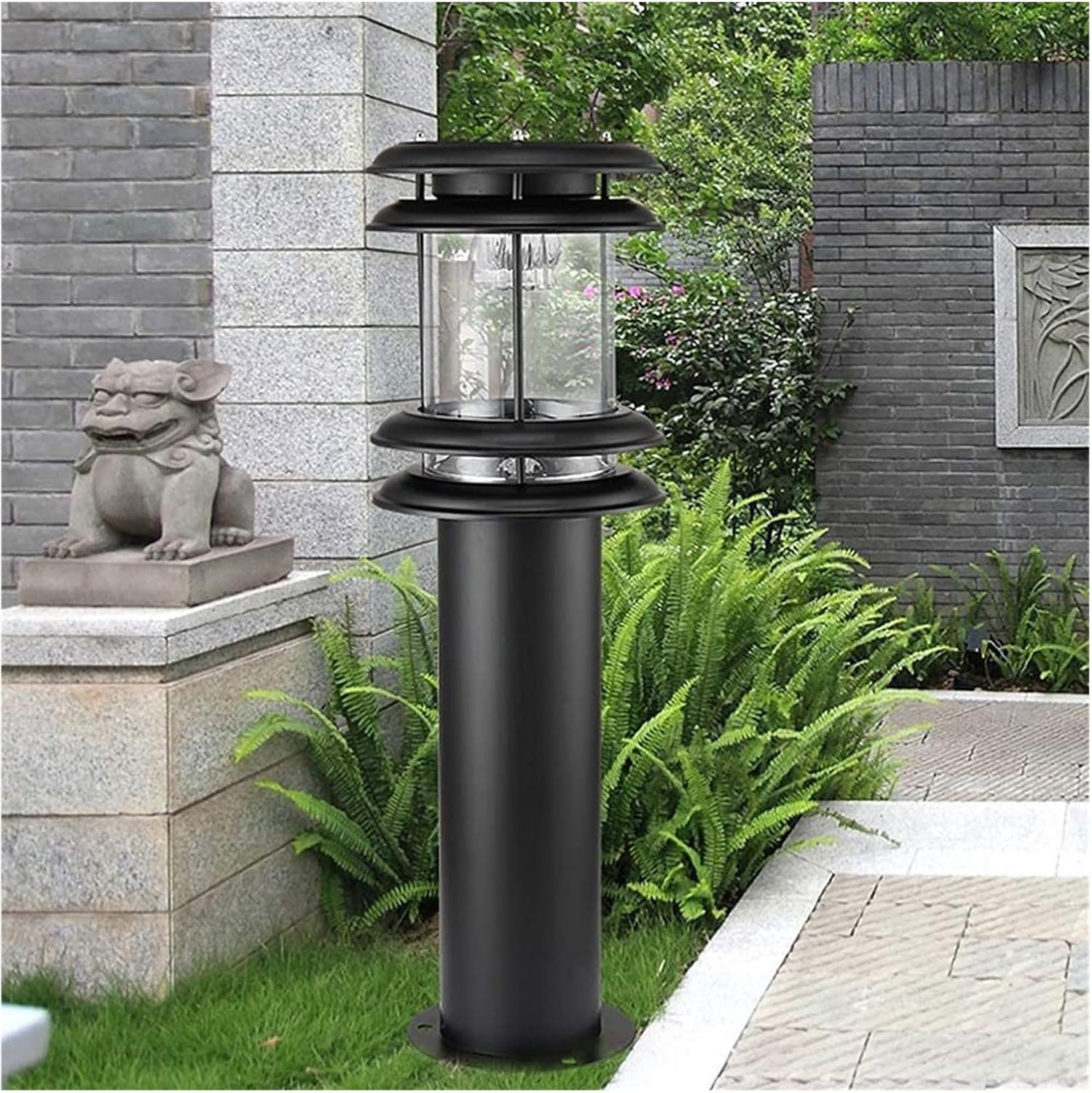 Courtyard Light Solar Outdoor Post Lights Led Pillar Lights Lamp Posts Outdoor Floor Lamps Lantern Wood Mailbox Posts for Outside Pillar Lights Outdoor Street Lamp Deco