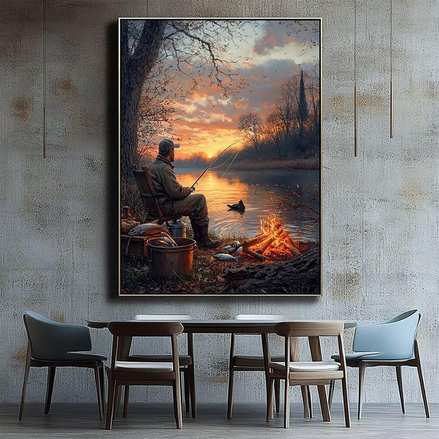 Sunset Paint by Numbers Kit for Adults Fishing Acrylic Paint by Numbers 54x40Inch Canvas Painting Craft Kits for Home Decor, Painting Supplies for Wall Decor, Canvas Wall Art for Fall Decor JLYH-10075