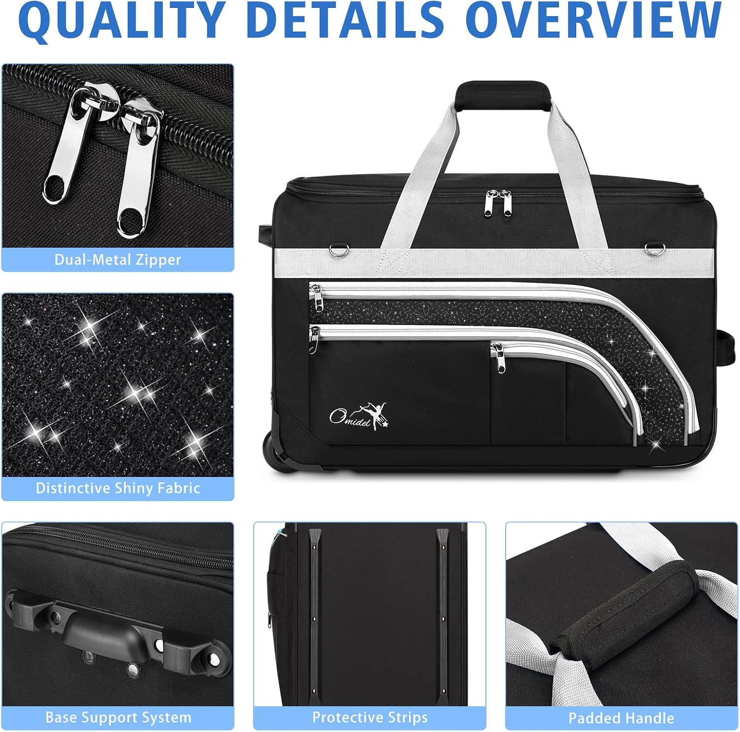 Dance Bag with Garment Rack, 28' Rolling Dance Suitcase Competition Duffle Bag with Garment Rack & Wheels | Versatile Compartments, Upgraded Stable System for Dance Shows, Travel, Cheer, Recital