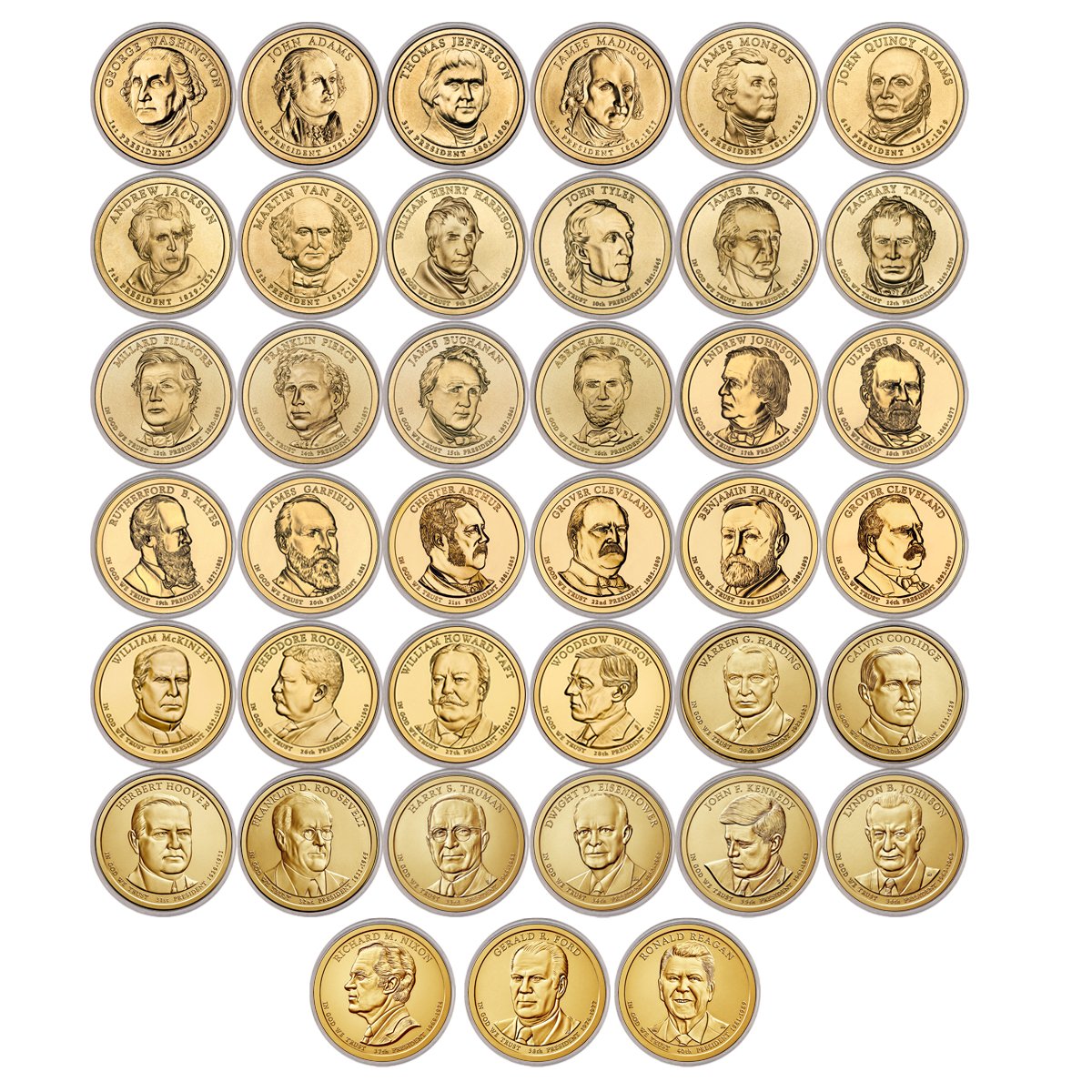 - Complete Presidential Dollar Collection (2007-2020) $1 US Mint Uncirculated