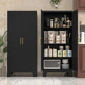 PAOFIN 61' Balck Metal Kitchen Storage Cabinet, Kitchen Pantry Storage Cabinet with Doors and Shelves, Storage Cabinet with Adjustable Leveling Foot for Kitchen, Living Room and Dining Room