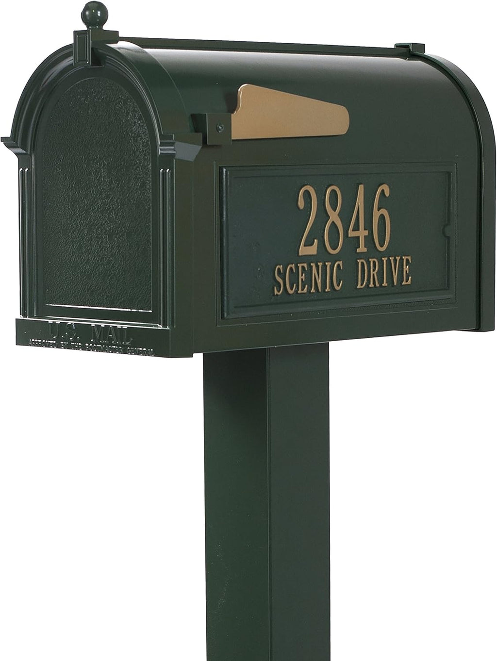 Whitehall™ Personalized Whitehall Premium Mailbox with Side Address Plaques & Post Package (4 Colors Available)