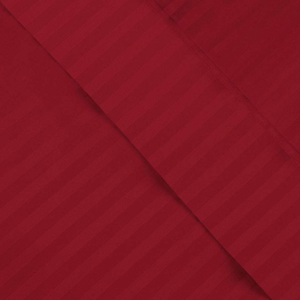 Superior Egyptian Cotton 300 Thread Count Bed Sheet Set, 2 Elastic Deep Pocket Fitted Sheets, 1 Flat Sheet, 2 Pillowcases, Daily Sheets, Luxury Home Essentials, Striped, Split King, Burgundy