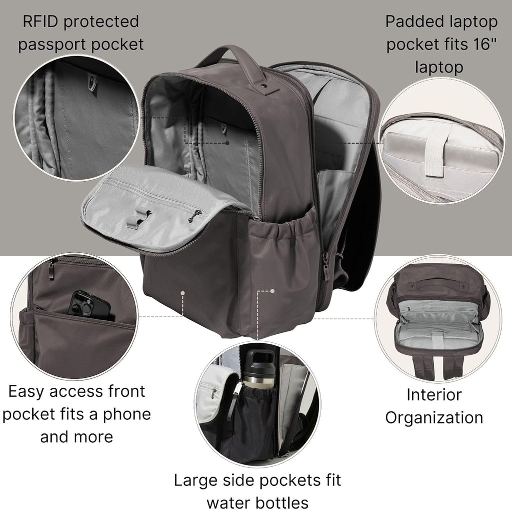Baggallini Tribeca Expandable Laptop Backpack - 15'x11' Lightweight RFID Computer Bag for Work & Travel with Luggage Sleeve