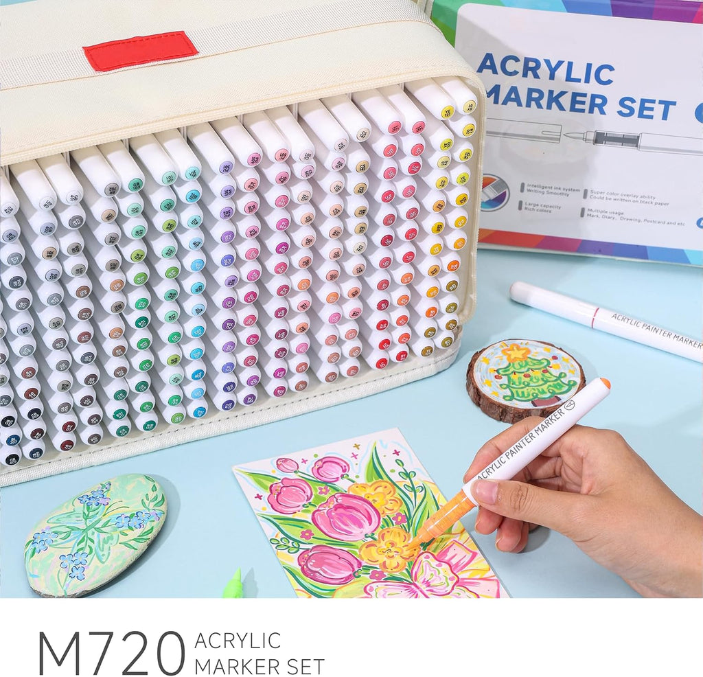 Ddaowanx 288 Colors Acrylic Paint Markers, Soft Brush Tip Marker Pens Set, Acrylic Paint Pens for Fabric, Wood, Stone, Canvas, Glass, Egg, Rock Painting, DIY Crafts and Art Supplies
