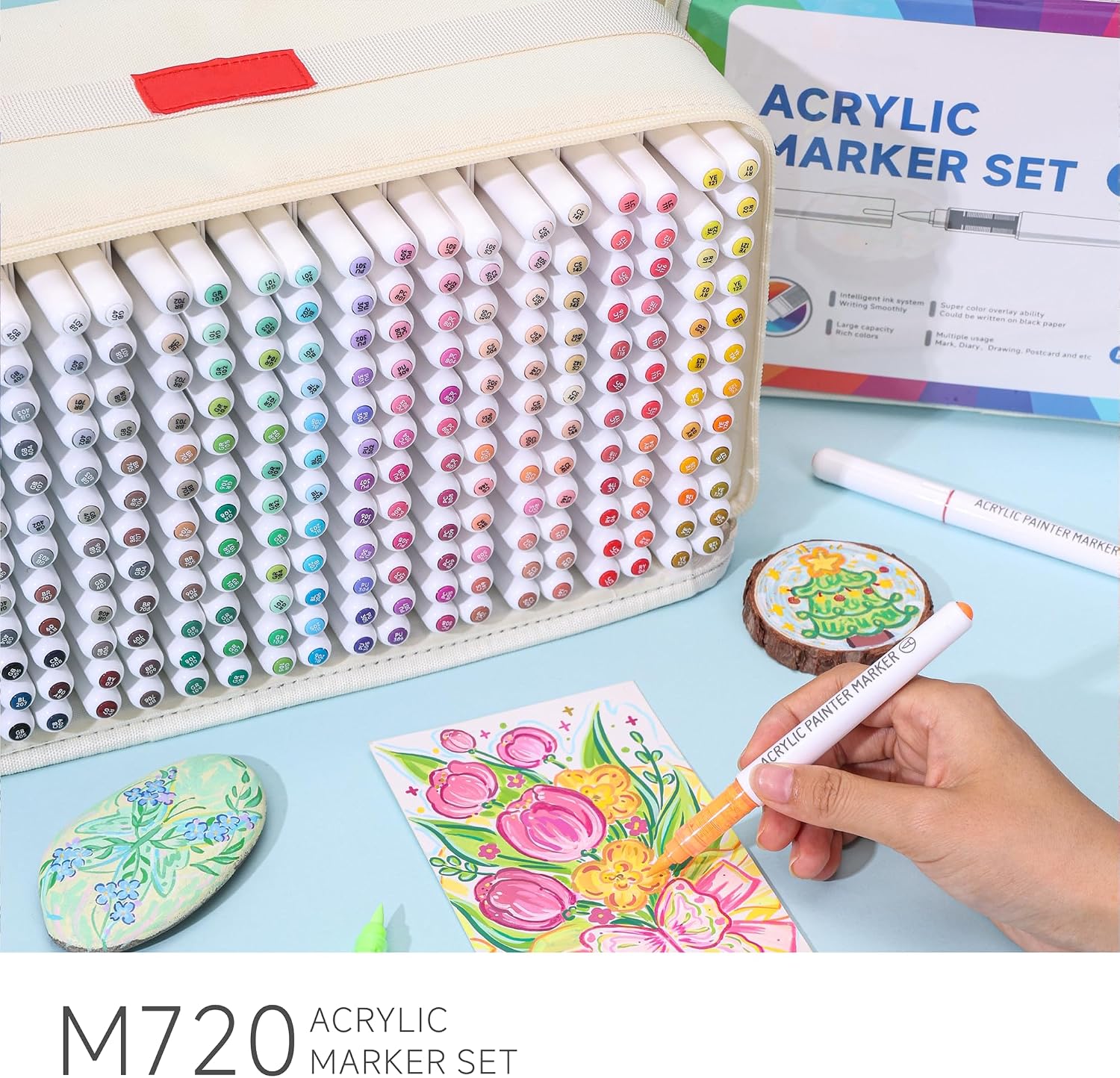 Ddaowanx 288 Colors Acrylic Paint Markers, Soft Brush Tip Marker Pens Set, Acrylic Paint Pens for Fabric, Wood, Stone, Canvas, Glass, Egg, Rock Painting, DIY Crafts and Art Supplies