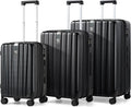 Hanke Expandable Hardshell Luggage Sets 3 piece Carry on Luggage with Wheels Suitcases Lightweight Checked Travel Luggage Rolling Large Suitcase Travel Luggage Bag Woman Men 20/24/29 Inch(Jet Black)