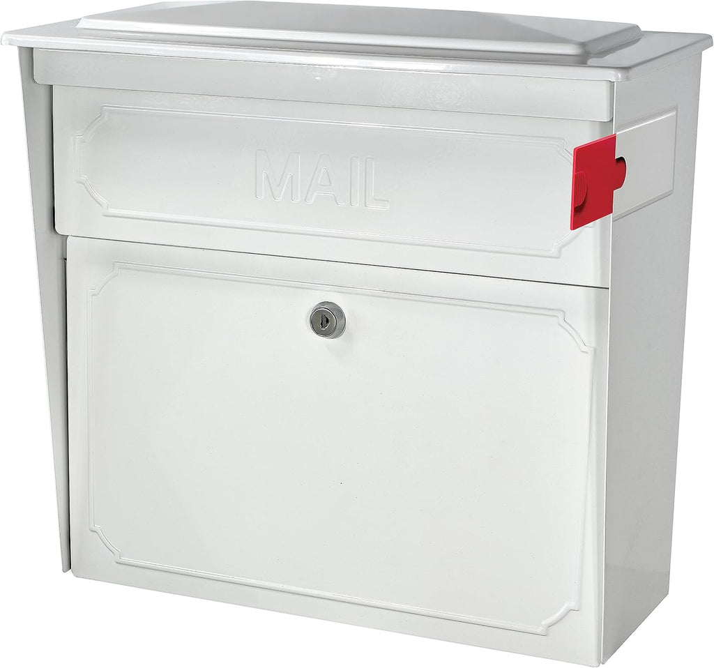 Mail Boss 7179 Townhouse Locking Security Wall Mount Mailbox, Alpine White