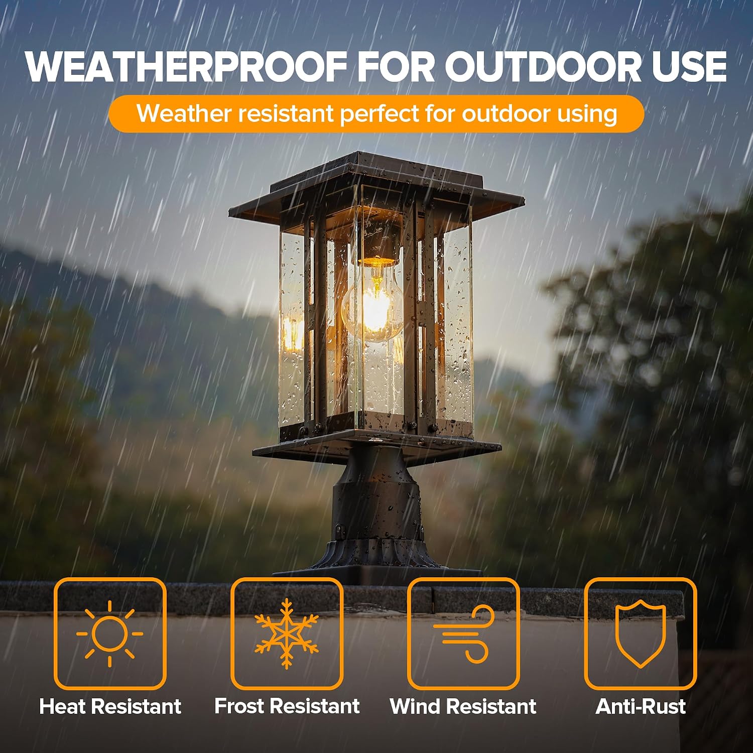 LUTEC Solar Lamp Post Light, 200 Lumens Dusk to Dawn Craftsman Style Post Light Waterproof Solar Powered with Pier Mount Base, Aluminum Post Lights Perfect for Outside