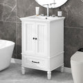 20' Bathroom Vanity With Sink Farmhouse MDF Fixture Stand Pedestal Bathroom Cabinet With Two Doors & A Drawer Magnetic Door Stopper Adiustable Foot Pads Freestanding Storage Cabinet For Bathroom White