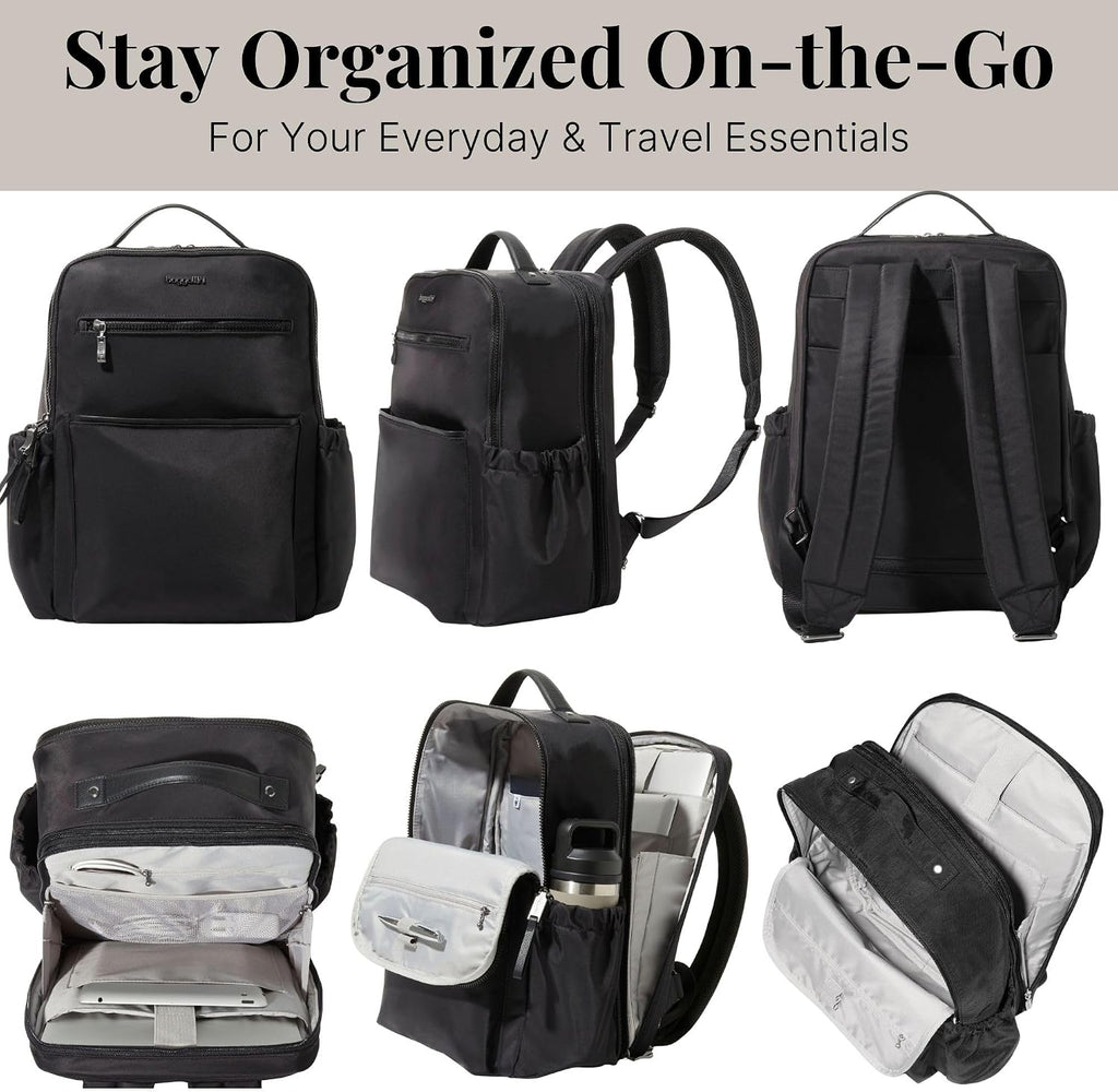 Baggallini Tribeca Expandable Laptop Backpack - 15'x11' Lightweight RFID Computer Bag for Work & Travel with Luggage Sleeve