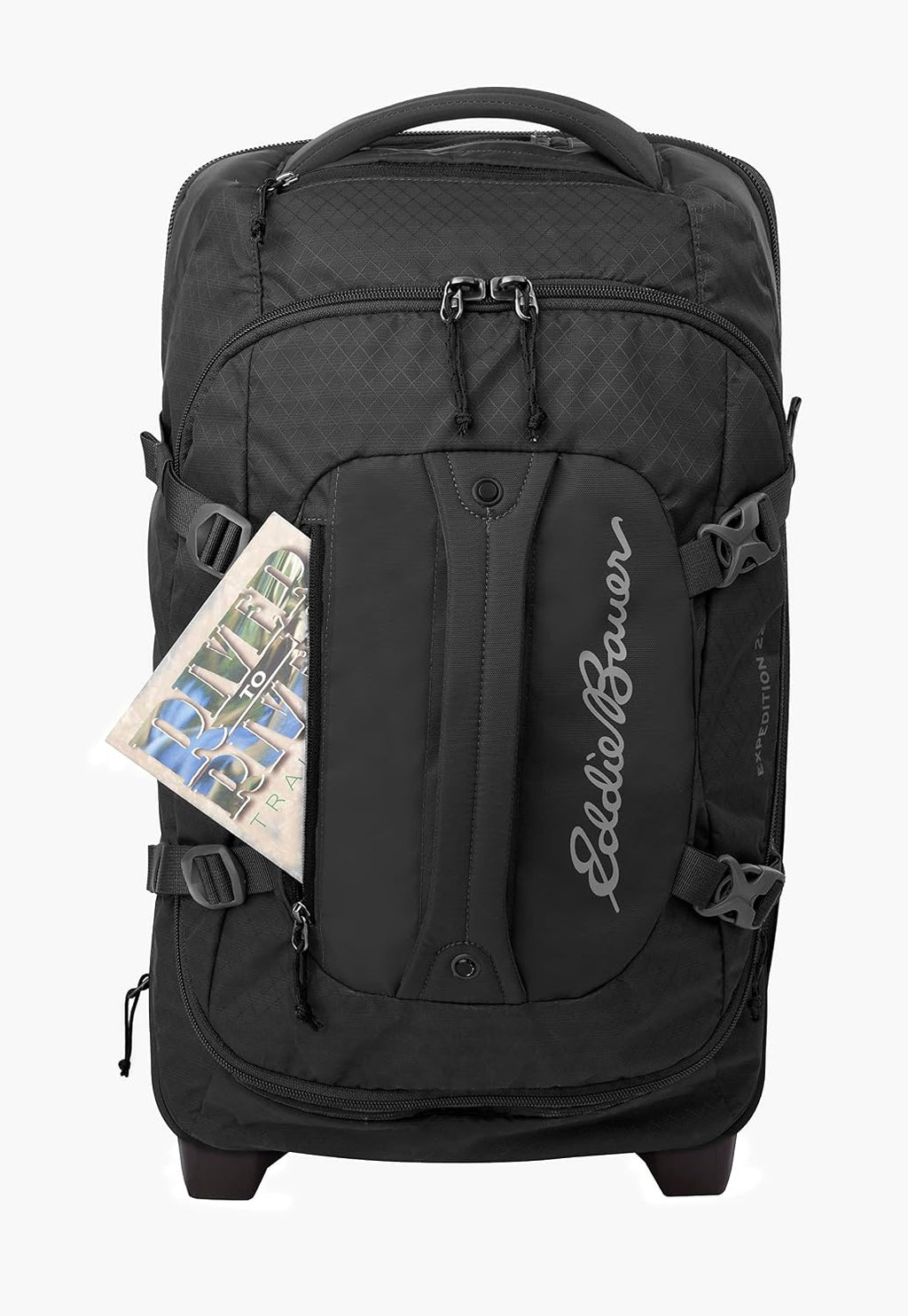 Eddie Bauer Expedition Rolling Duffel Bag with Wheels | Travel | Carry-On | Luggage | Rugged | Durable - Black, 22'
