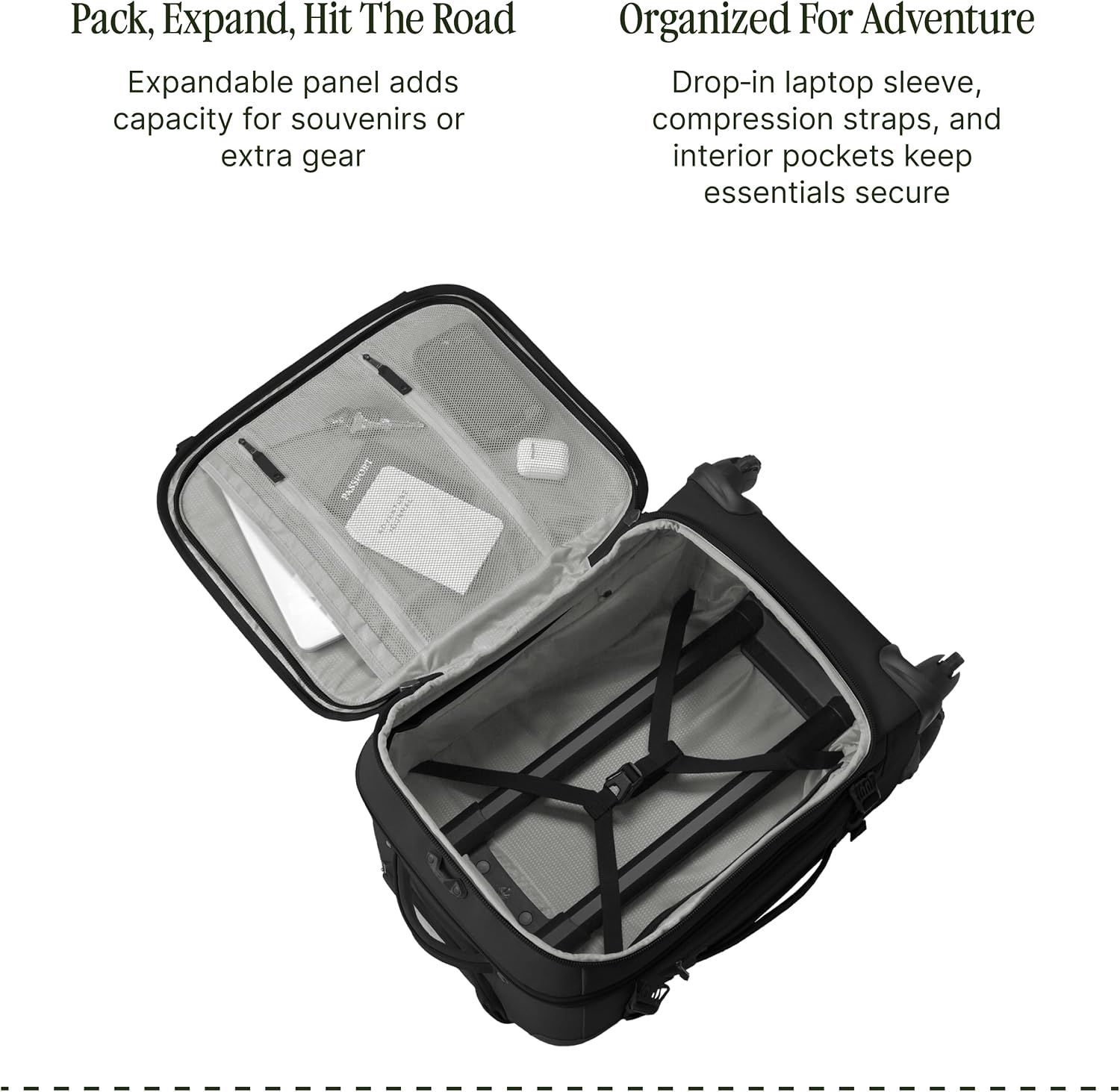 Eagle Creek Gear Warrior XE 4-Wheel Carry-On Luggage for Travel Essentials - Smooth Rolling Wheels - Lockable Zippers - Interior Laptop Sleeve - Black - 21.74'