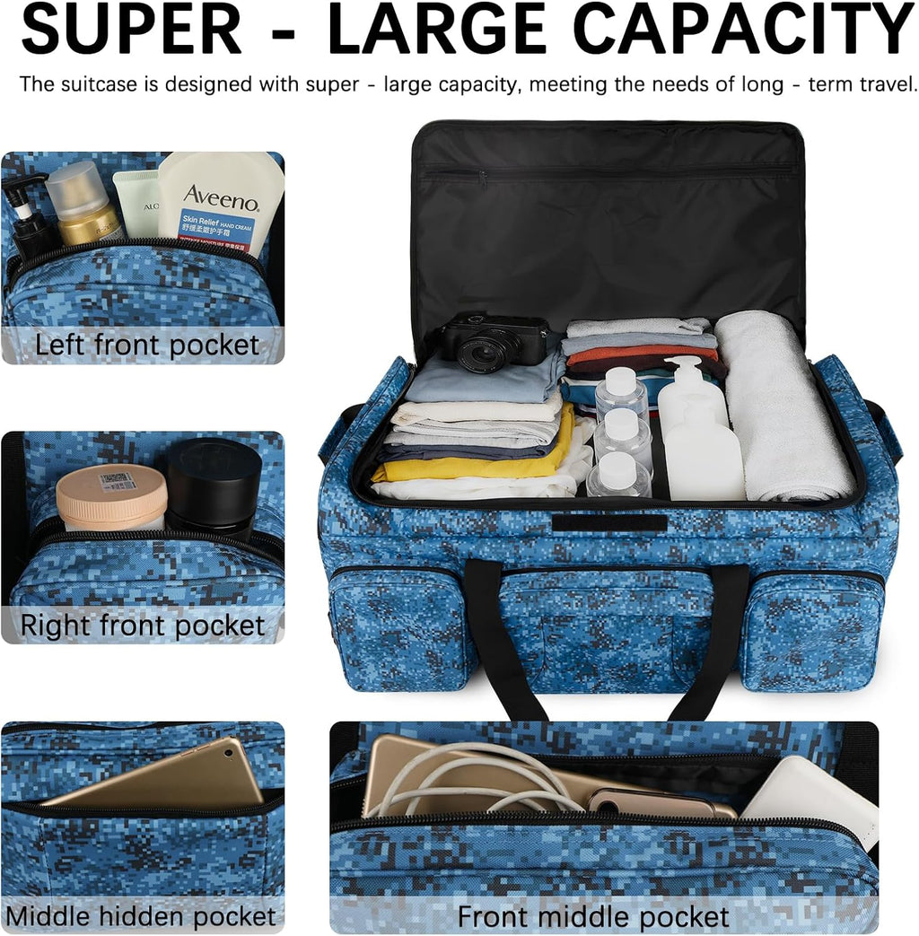 120L 3 Wheel Tactical Rolling Duffle Bag, Heavy Duty Military Deployment Luggage, 900D Waterproof Duffel for Camping Travel Outdoor Sports