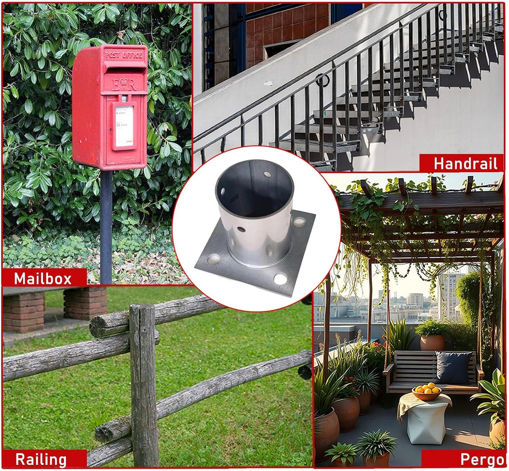 LZMZMQ 3.5 4 Inch Round Post Base, Stainless Steel Flange Anchor Base for Porch/Handrail/Railing/Fences/Mailboxes/Deck Roof, Surface Mount Post Base, 1 2 4 6 10 Pack(10pcs,Dia 90mm(3-1/2'))