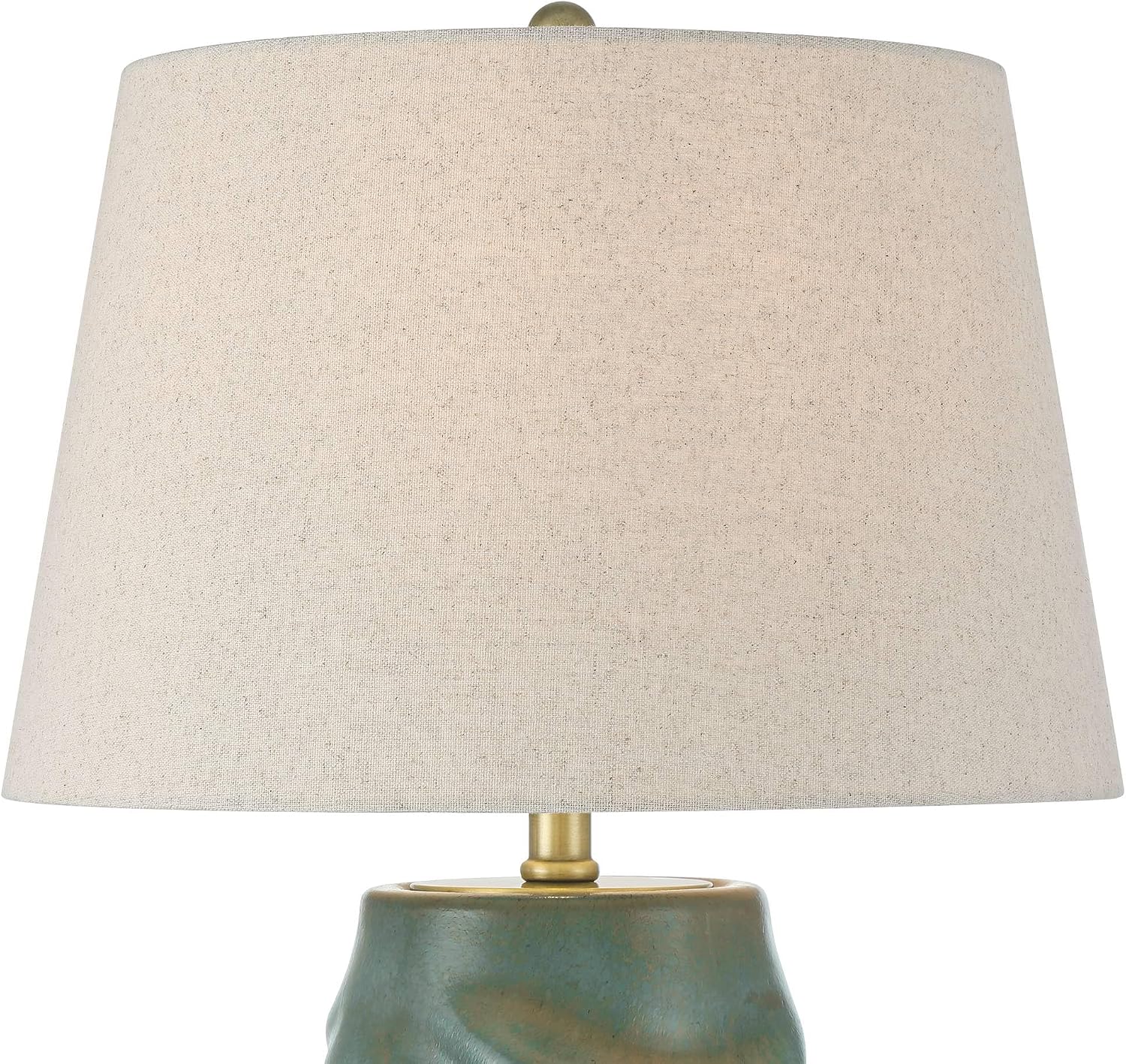 360 Lighting Sculptural Glow 25' High Rustic Coastal Table Lamp Night Light Blue Gold Finish Art Glass Single Fabric Off-White Shade Living Room Bedroom Bedside Nightstand House Office Home Reading
