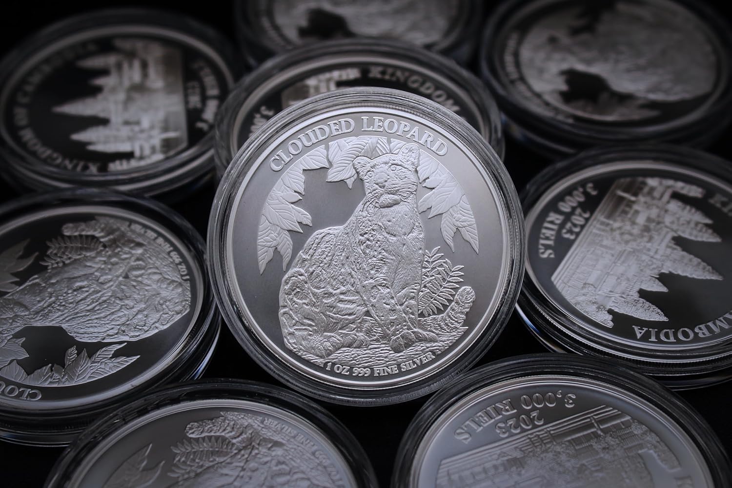 2023-1 oz Cambodian Silver Cambodia Wildlife: Clouded Leopard Coin Brilliant Uncirculated (in Capsule) with Certificate of Authenticity 3000 Riels Seller BU