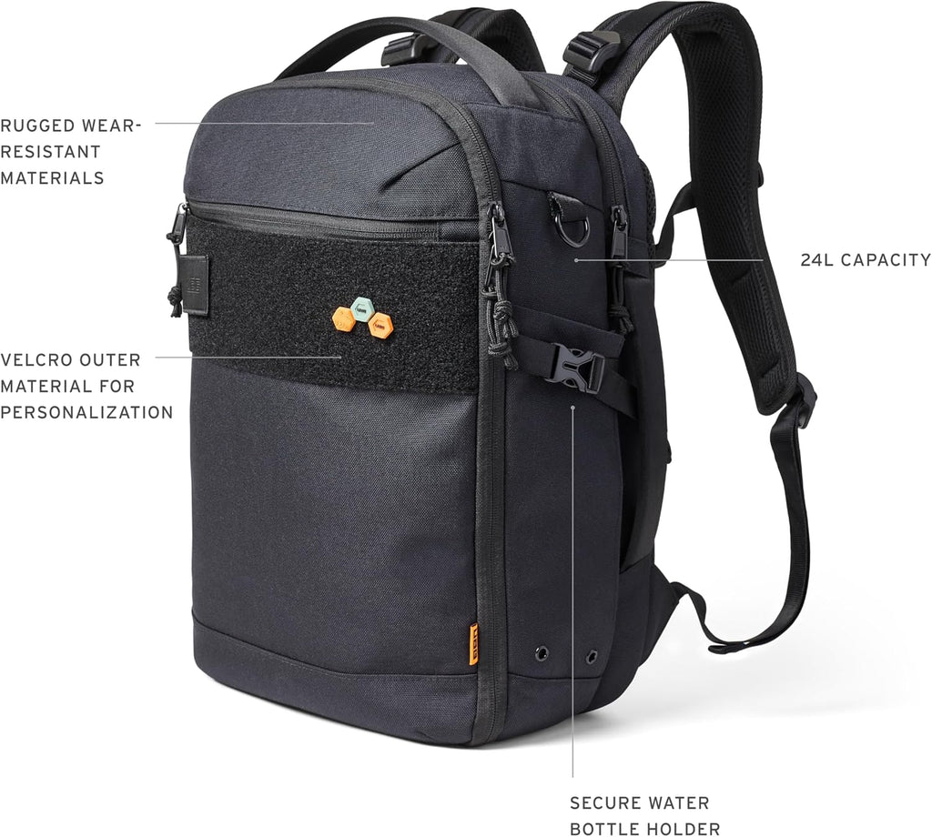 URBAR ARMOR GEAR UAG 24-Liter Laptop Backpack - Fits up to 16' Laptop Clamshell Opening Side Bottle Holder Pocket Travel Carry-on Luggage Daypack, Premium Tech Black