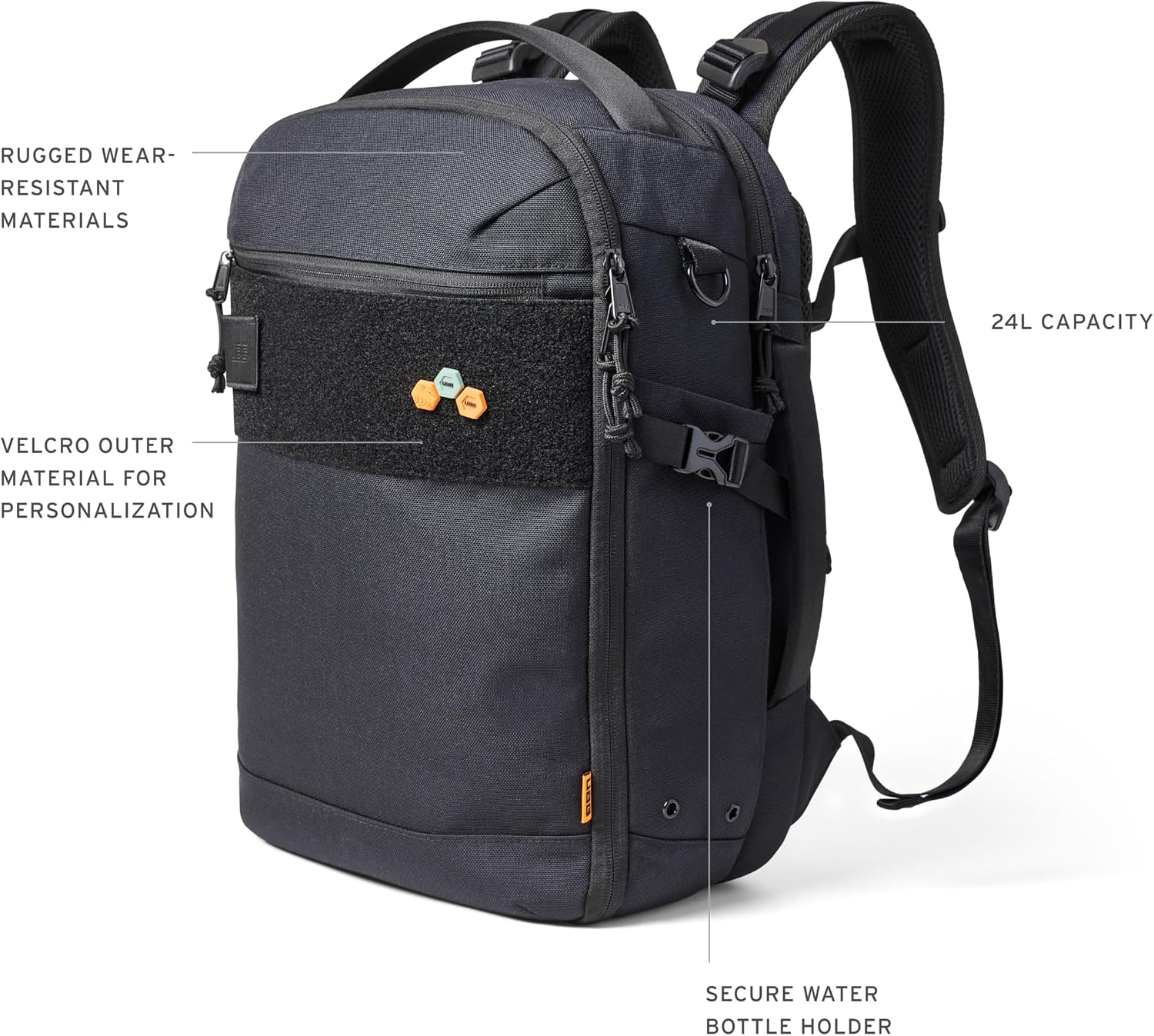URBAR ARMOR GEAR UAG 24-Liter Laptop Backpack - Fits up to 16' Laptop Clamshell Opening Side Bottle Holder Pocket Travel Carry-on Luggage Daypack, Premium Tech Black