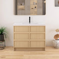 42 Inch Bathroom Vanity with Sink, 42' Freestanding Storage Cabinet Combo, 2 Soft Close Doors and Resin Basin, Modern Brown Floor Standing Vanity Set, Plywood Construction