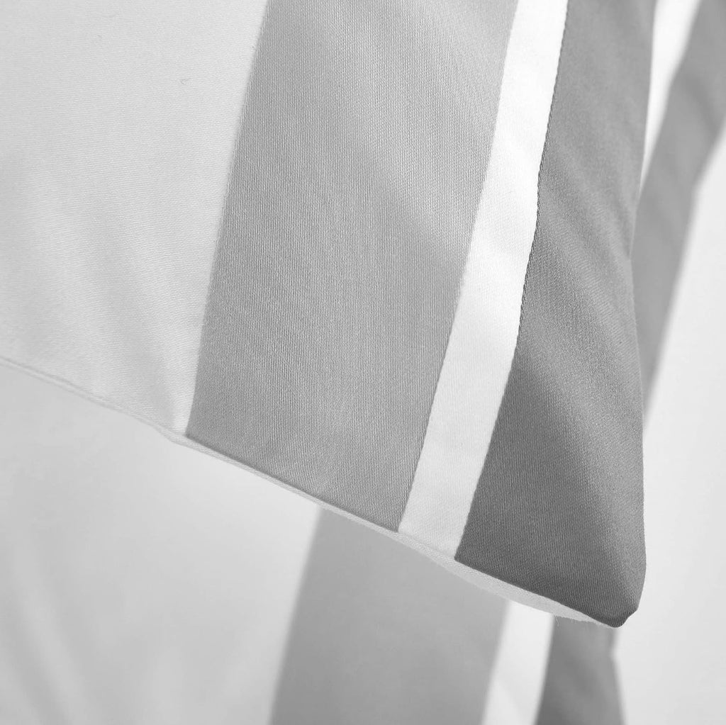 Casabolaj Shading Hotel Collection 4 Pieces Sheet Set 100% Egyptian Cotton Sateen 400 TC - Luxury Modern Sheet sets Queen King - Borders in Contrasting color Silver/Grey (Banyan, California King)