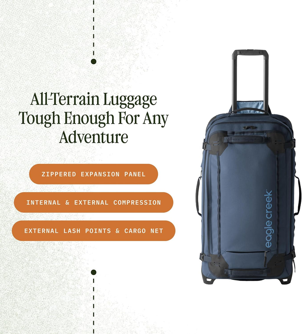 Eagle Creek Gear Warrior XE 2-Wheel Luggage to Keep Travel Items Organized - Smooth Rolling Wheels - Telescoping Handle - Padded Laptop Pocket - Blue Jay - 30'