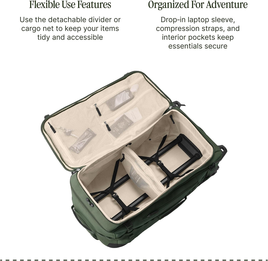 Eagle Creek Gear Warrior XE 2-Wheel Luggage to Keep Travel Items Organized - Smooth Rolling Wheels - Telescoping Handle - Padded Laptop Pocket - Jungle Green - 30'