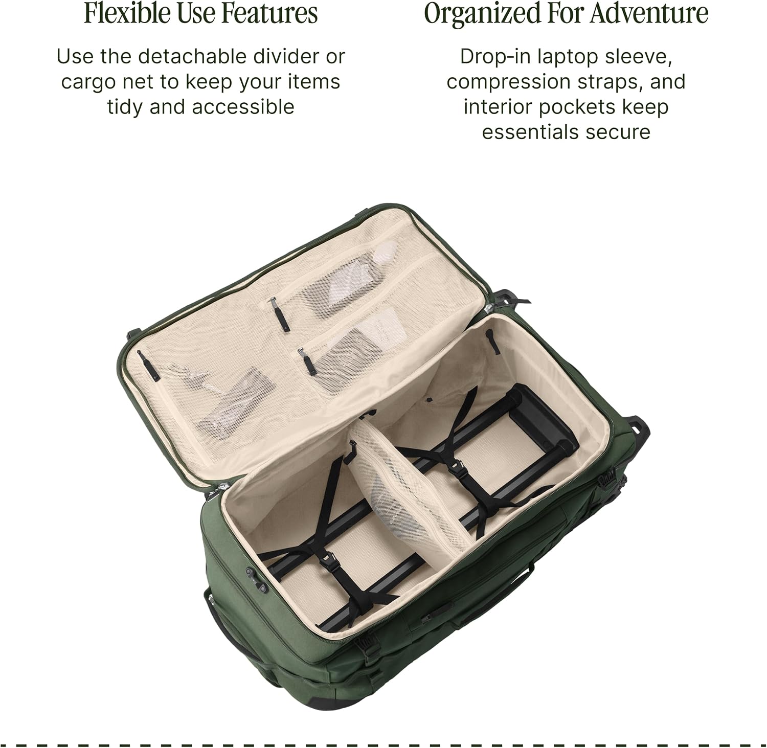 Eagle Creek Gear Warrior XE 2-Wheel Luggage to Keep Travel Items Organized - Smooth Rolling Wheels - Telescoping Handle - Padded Laptop Pocket - Jungle Green - 30'
