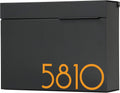 Vsons Modern Design Mailbox, Wall-Mount Mailbox Vsons Design Mitch B (Aluminum Black Powder Coated) (Black) (Black with Numbers)