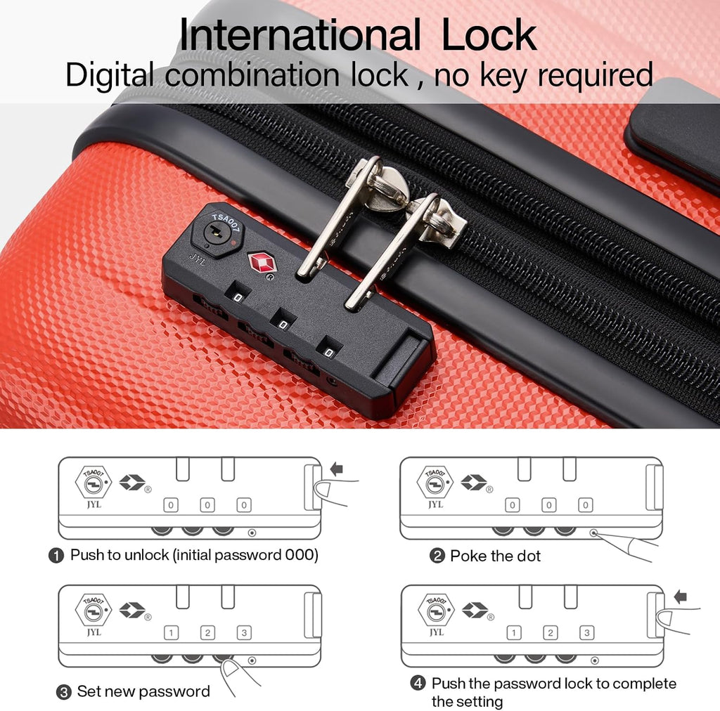 Hanke Expandable Hard Shell Luggage Sets 2 piece Carry on Luggage with Wheels Suitcases Lightweight Checked TSA Luggage Rolling Large Suitcase Travel Luggage Bag Woman Men 20/29 Inch(Orange)