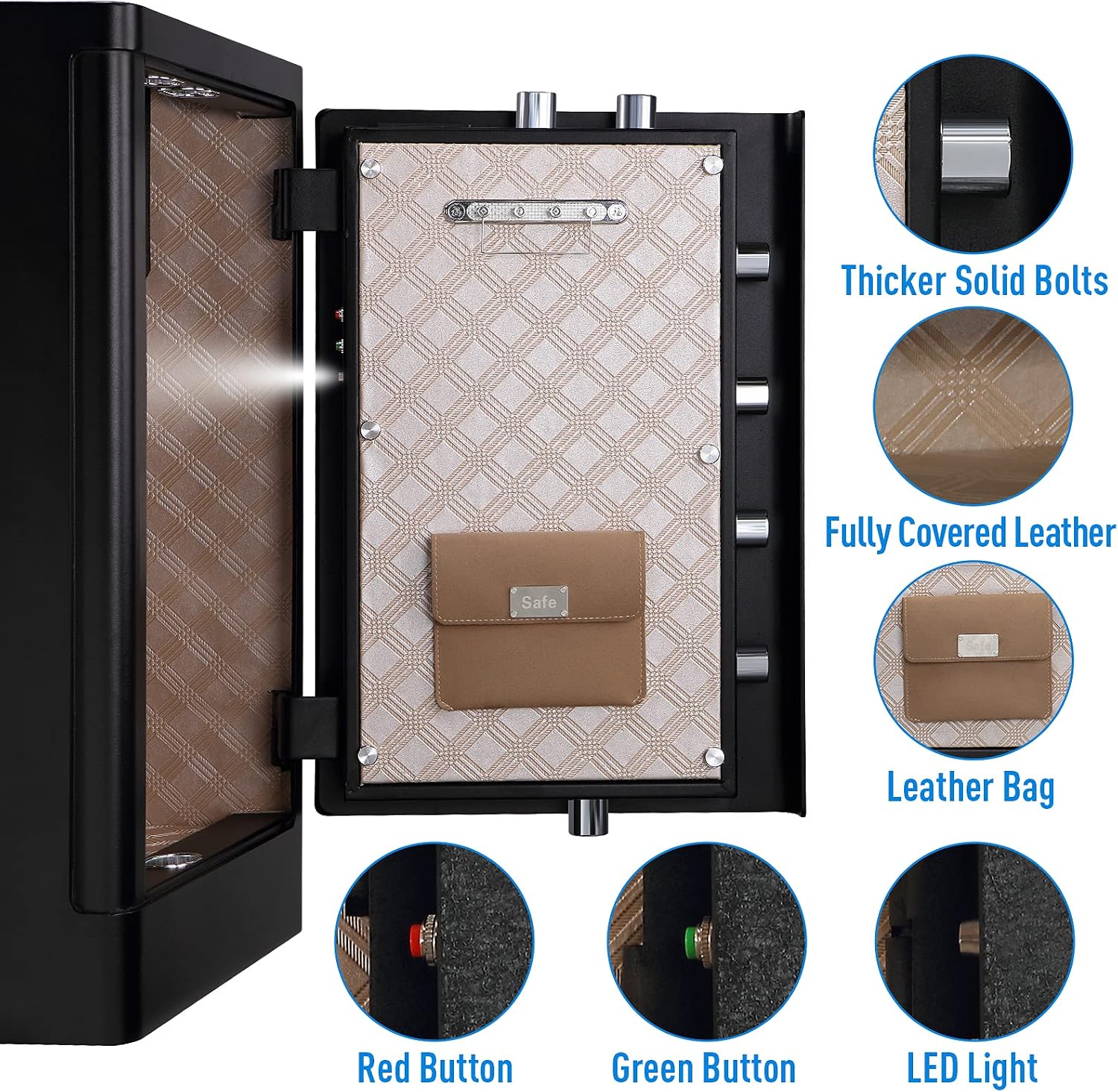 Tenamic Deluxe Biometric Fingerprint Safe Box Smart Touch Screen Fireproof Safe for Home Office Hotel 3.83 Cubic