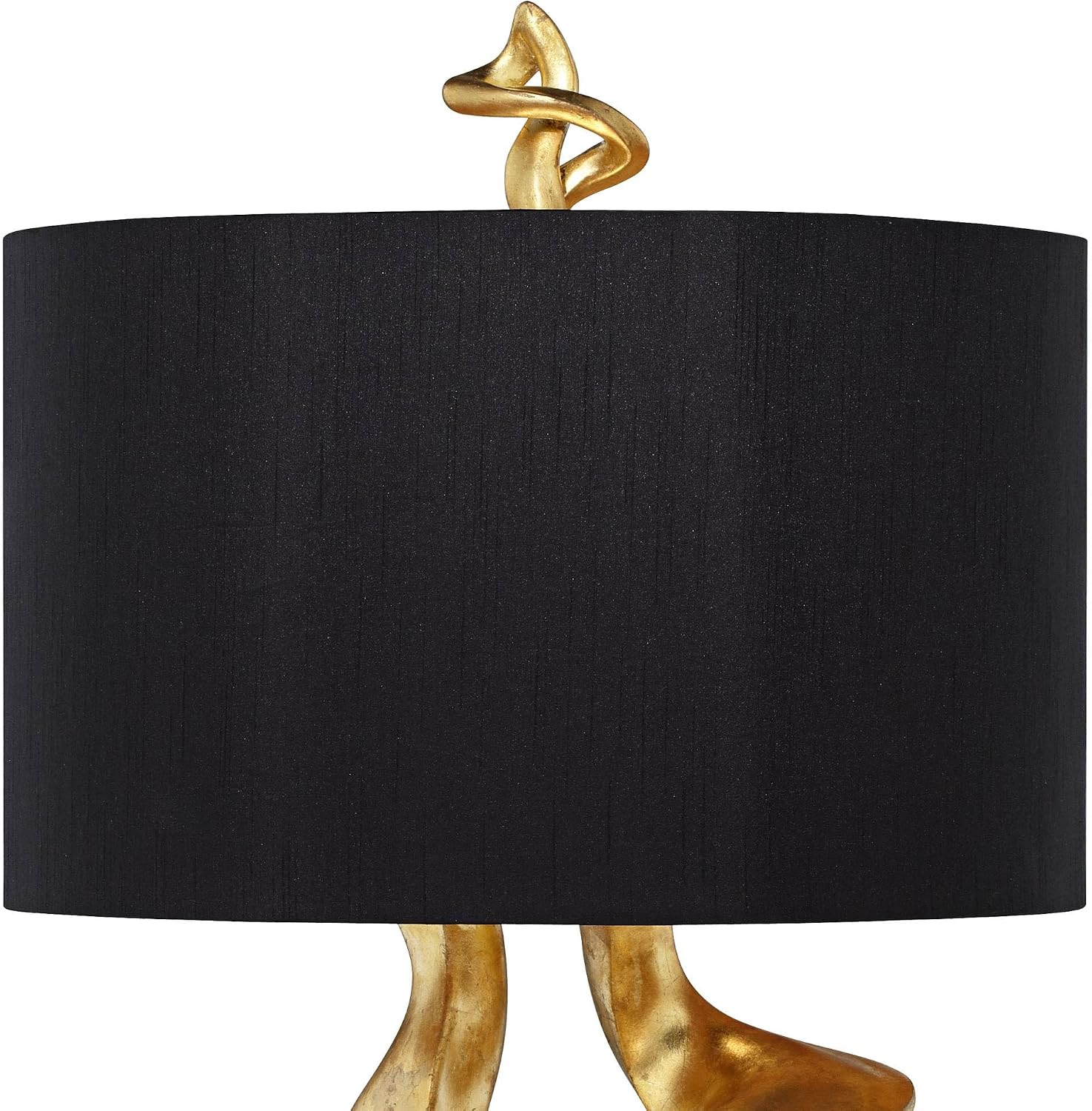 Kathy Ireland Impressions 33' Tall Sculpture Base Large Modern Luxury End Table Lamp Gold Leaf Finish Single Black Shade Living Room Bedroom Bedside Nightstand House Office Home Reading Kitchen