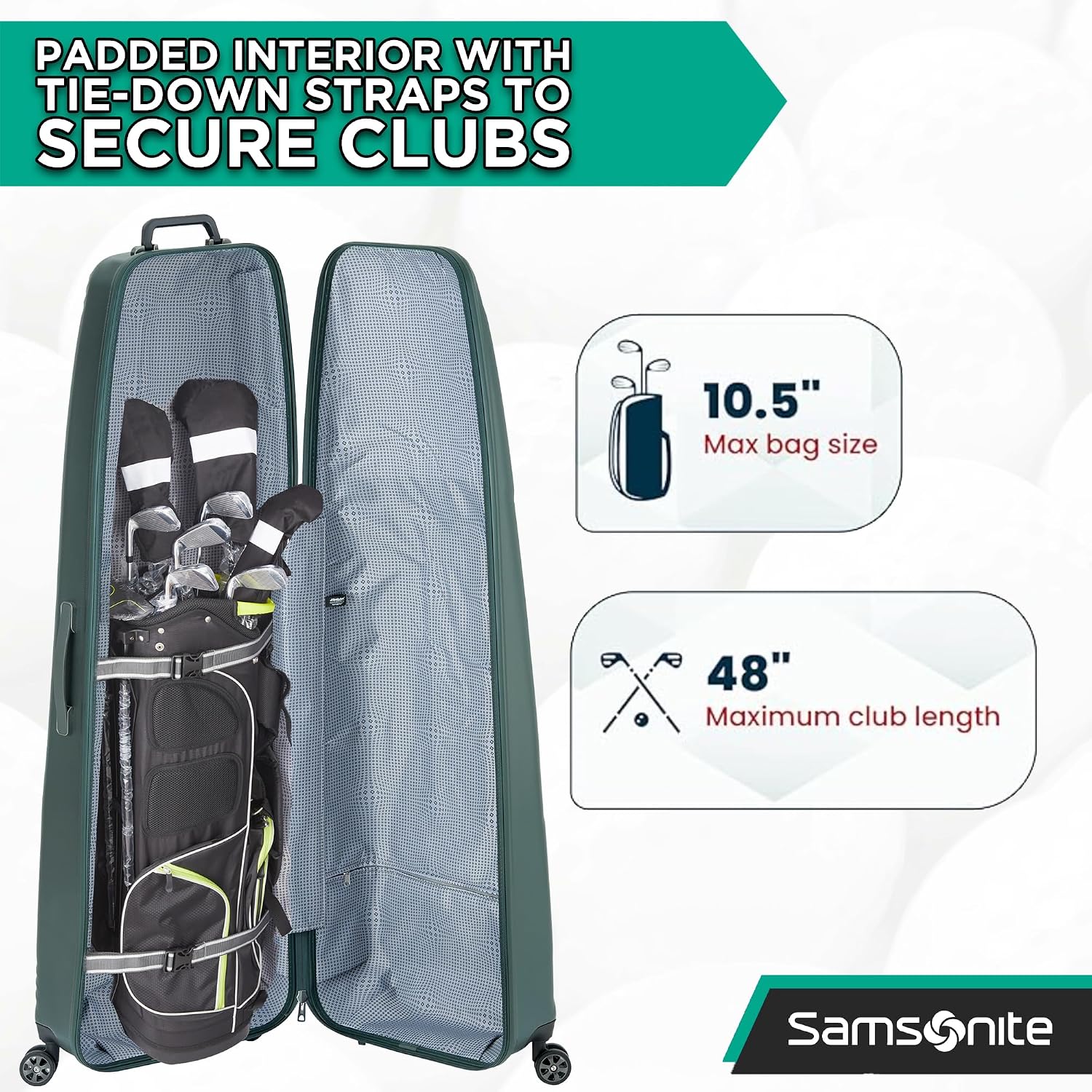 Samsonite Fairway Molded Golf Travel Cover, Polycarbonate Hard Case, Golf Bag Luggage, Ideal for Airlines