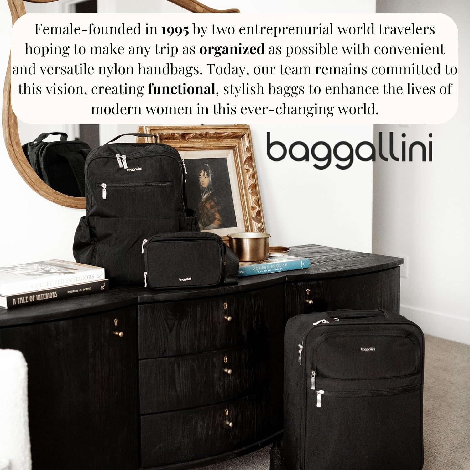 Baggallini Women's Tribeca Expandable Laptop Backpack, Black