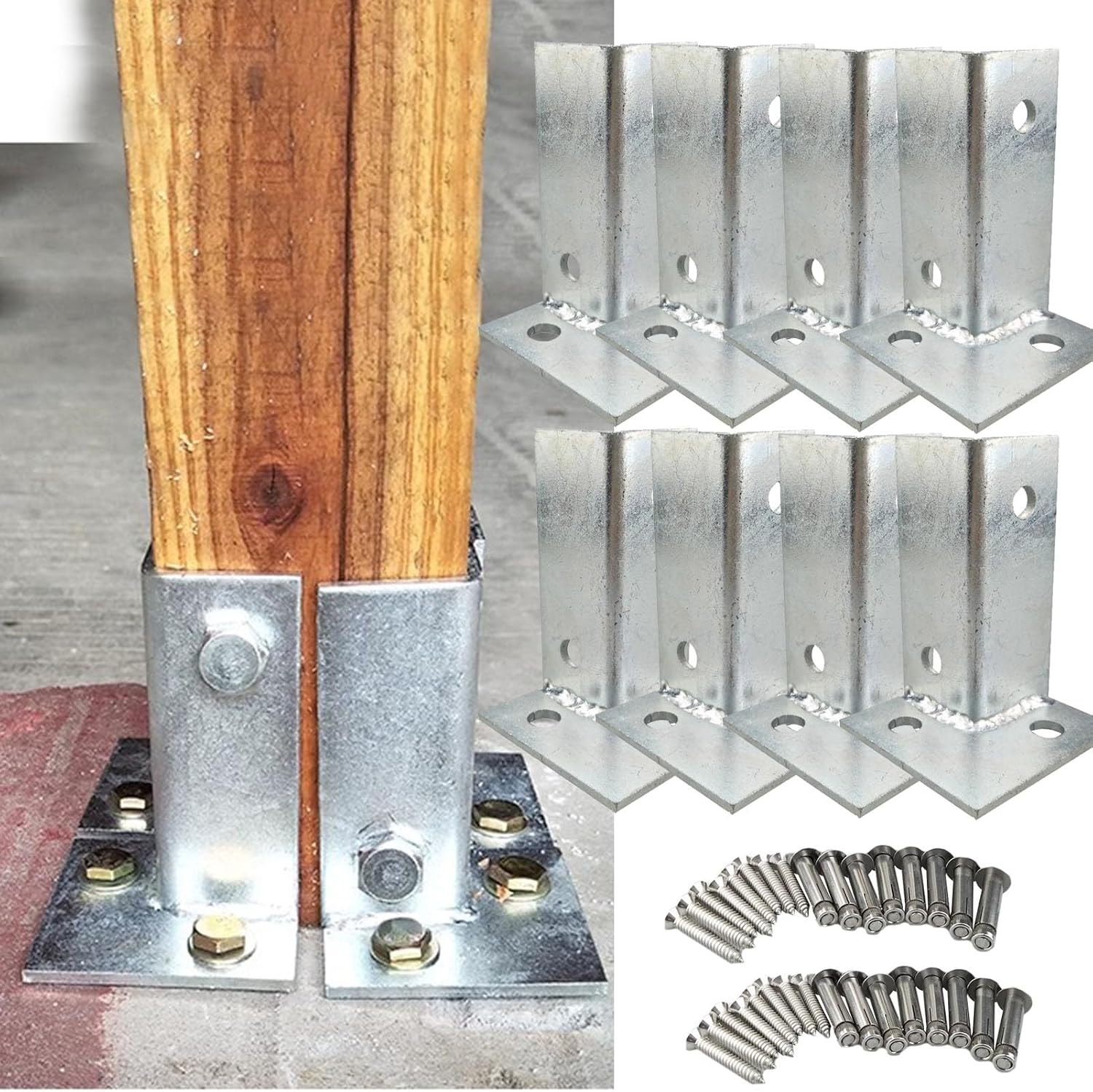 YXXSDP Stainless Steel Post Base Decorative, 4pcs 8pcs Heavy Duty Railing Post Brackets/Deck Base Plate, Anchor Fence Kit for Concrete/Wood Deck/Pergola/Mailbox (Color : 8 Pack)