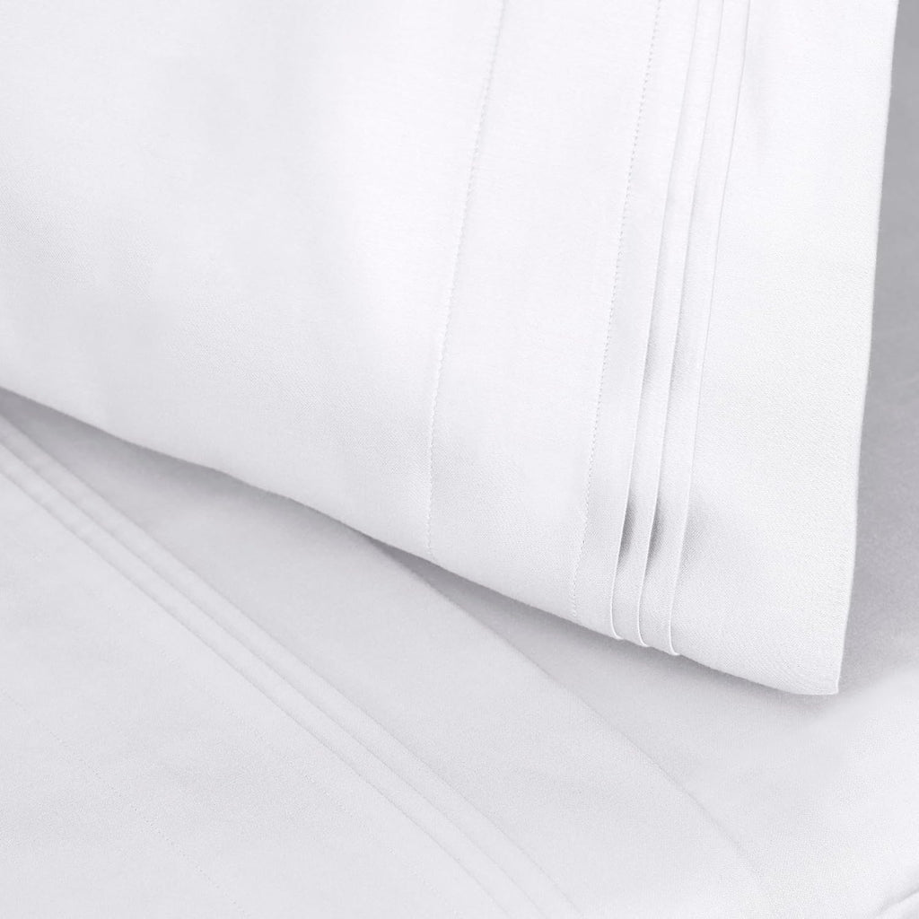Superior Egyptian Cotton 4 Piece Sheet Set, Luxury 1000 Thread Count, Modern Design, Sustainable Sheets, Ultra-Soft Basics, Solid, Deep Pocket Fitted Sheet, Flat Sheet, Pillowcases, Queen, White
