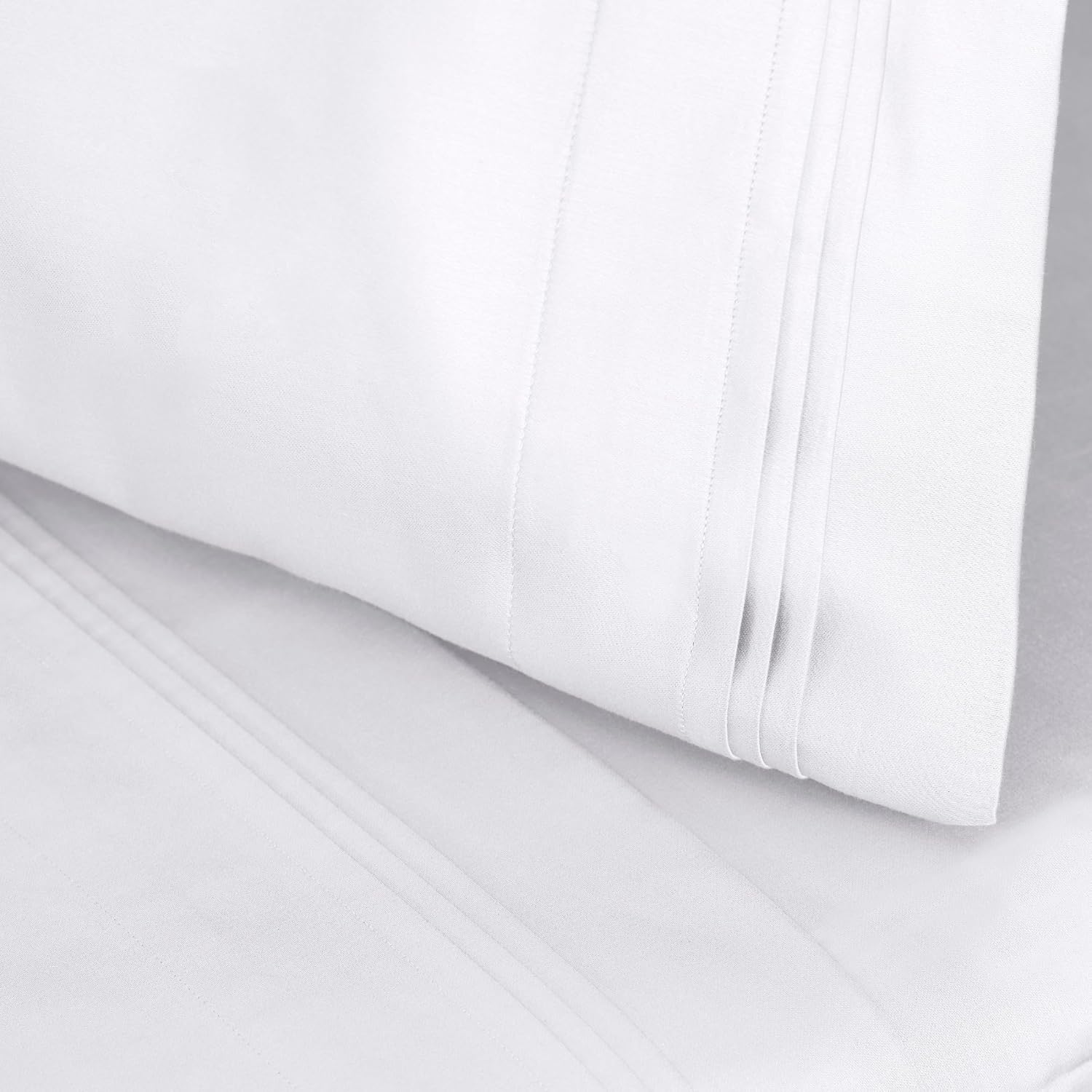 Superior Egyptian Cotton 4 Piece Sheet Set, Luxury 1000 Thread Count, Modern Design, Sustainable Sheets, Ultra-Soft Basics, Solid, Deep Pocket Fitted Sheet, Flat Sheet, Pillowcases, Queen, White