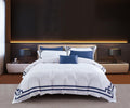 3 Pcs Do Not Include Filling Duvet Cover Set 100% Egyptian Cotton Sateen Luxury 400 TC (White Navy, Full)