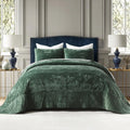 Velvet Oversized King Quilt Set, California King Comforter Set Emerald Green Bedding Set (118'*118') with 2 Pillow Shams, Luxurious Quilt Set,All-Season 3 Pieces