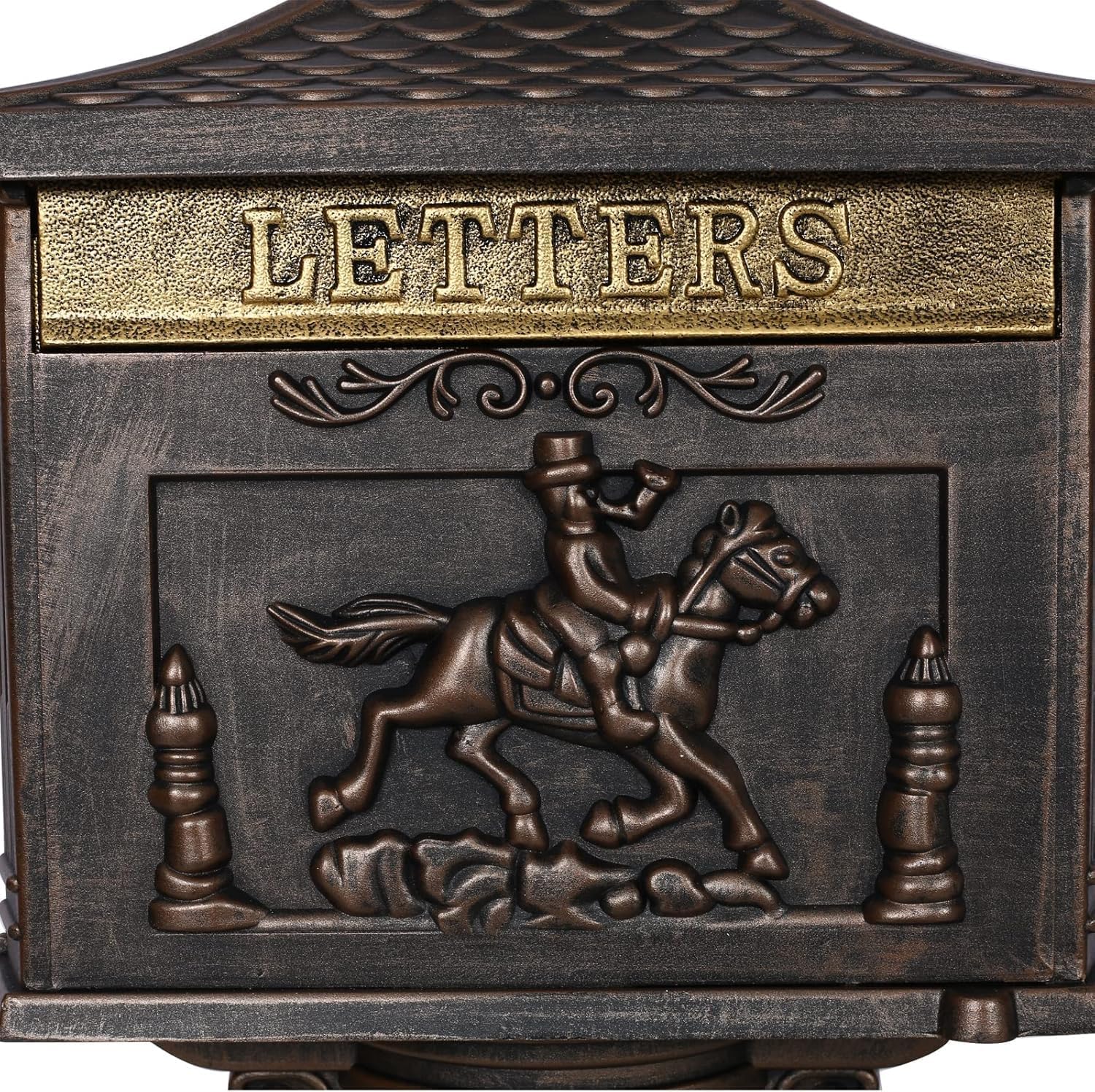 Retro Locking Mailboxes for Outside Aluminum Freestanding Mailbox with Post, Heavy Duty Mail Boxes for House with Post, Bronze