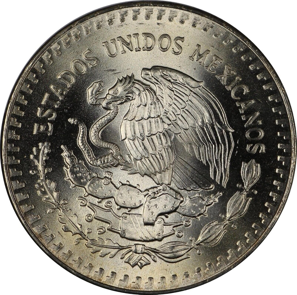 1982 - 1995 Mexico 1 Troy Oz .999 Fine Silver Libertad Silver Coin I Features the National Seal of Mexico 'Estados Unidos Mexicanos' Winged Victory Statue With Volcanoes Popocatépetl and Iztaccíhuatl I Monetized By Mexican Government