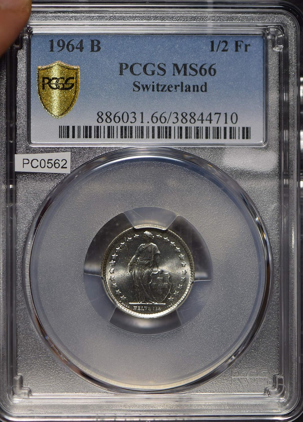 Collectible Coin Switzerland 1964 1/2 Franc PCGS MS66 blasting luster rare grade PC0562