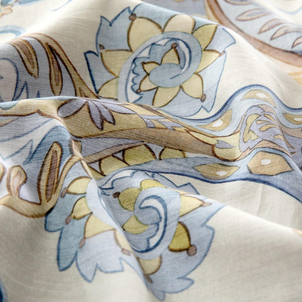 Venetian Damask Bohemian Paisley Duvet Cover Set Boho Chic Watercolor Medallion 400TC Egyptian Cotton Sateen Luxury Style Bed Linen (Copper Blue, King)