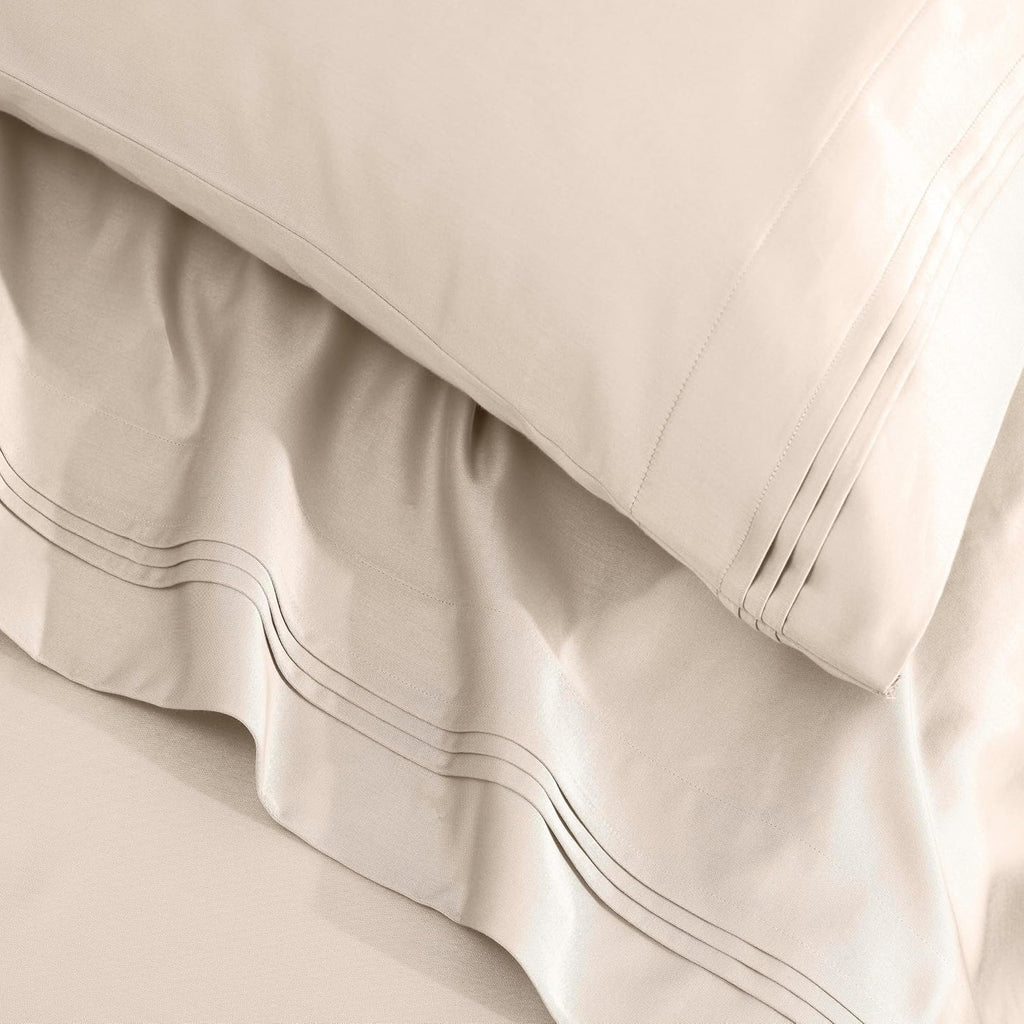 Superior Egyptian Cotton 4 Piece Sheet Set, Luxury 1500 Thread Count, Modern Design, Sustainable Sheets, Ultra-Soft Basics, Solid, Deep Pocket Fitted Sheet, Flat Sheet, Pillowcases, Queen, Ivory
