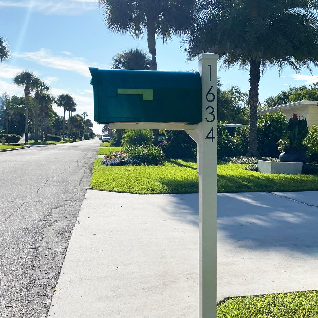 Special Lite Mid Modern Dylan Curbside Mailbox with Wellington Post - Blue Aluminum Mailbox with Post - SCD1008BLU_SPK720IVR_VN
